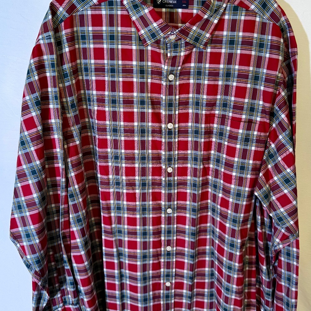 Daniel Cremieux Red, Navy & Gold Plaid Button-Down